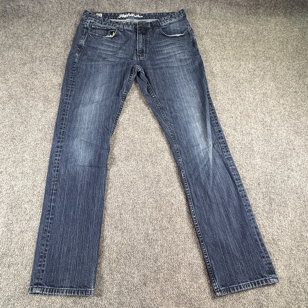 Flag & Anthem Jeans Mens 36x34 Blue Slim Fit Distressed Grunge Faded Streetwear